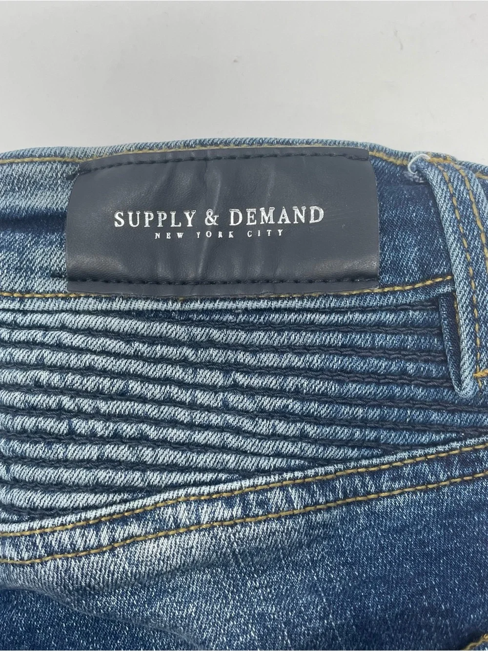 Supply & Demand Men’s Distressed Biker Denim Shorts Size 32W Blue Zipper Pockets